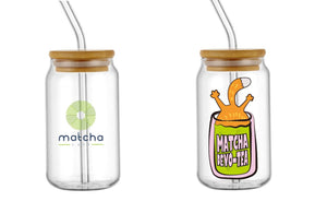Matcha Devo-Tea Cat Glass Cup